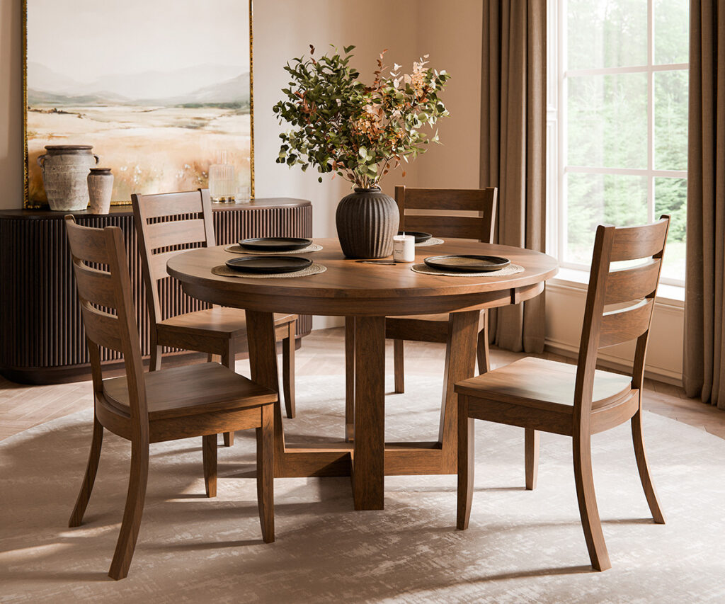 Why Americans Are Buying Amish-Made Furniture 5 Solid wood Amish dining set in a bright, neutral dining room