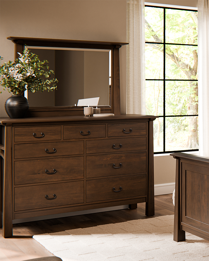 JR Woodworking Artesa Collection Room Setting Brown Maple FC Shadow Chest Portrait cropped